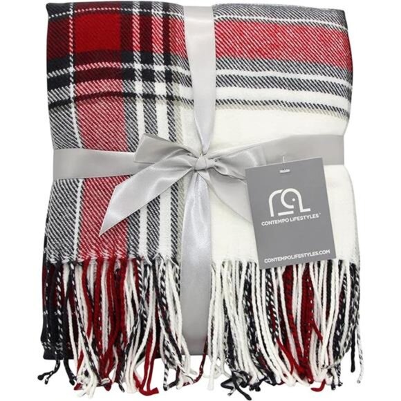 Plaid Throw Blanket Lightweight Soft Decorative Couch Blanket Indoor Outdoor - Picture 7 of 7